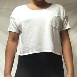 Size M Hollister Cropped White Top with Pocket